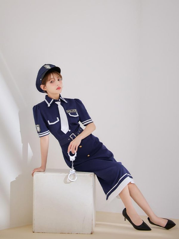 画像15: 【SALE!!】【即日発送！】【ハロウィン】ポリスタイトロング 【コスプレ5点セット】 【S-Lサイズ/1カラー】[HC03-B]