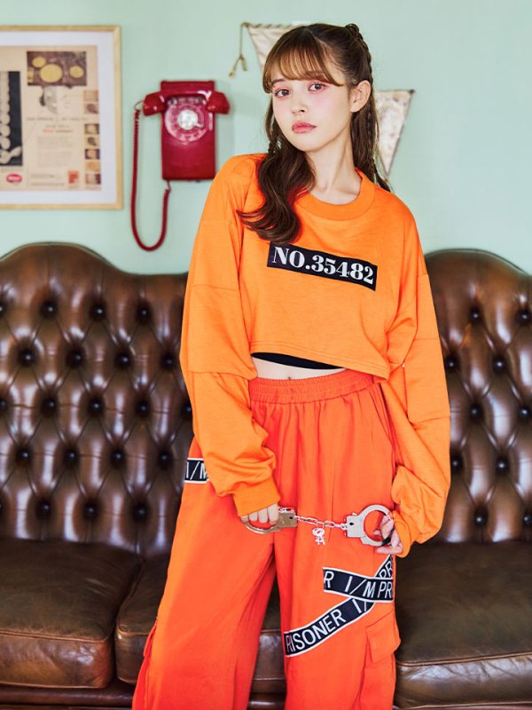 画像10: 【SALE!!】【即日発送！】【ハロウィン】オレンジ囚人長袖Tシャツセット 【コスプレ3点セット】【S-XLサイズ/1カラー】[HC03]