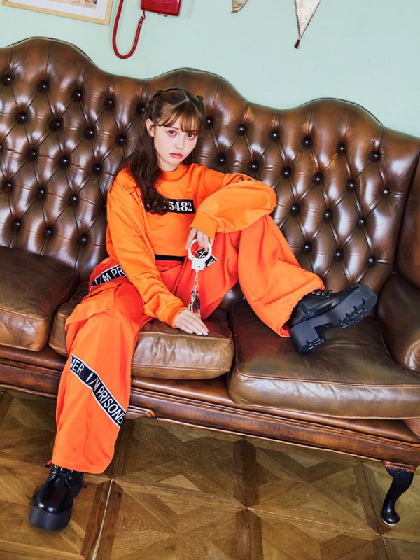 画像13: 【SALE!!】【即日発送！】【ハロウィン】オレンジ囚人長袖Tシャツセット 【コスプレ3点セット】【S-XLサイズ/1カラー】[HC03]