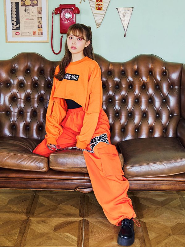 画像15: 【SALE!!】【即日発送！】【ハロウィン】オレンジ囚人長袖Tシャツセット 【コスプレ3点セット】【S-XLサイズ/1カラー】[HC03]