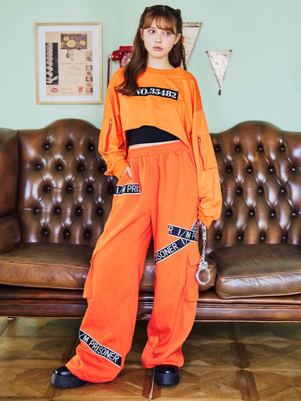 画像4: 【SALE!!】【即日発送！】【ハロウィン】オレンジ囚人長袖Tシャツセット 【コスプレ3点セット】【S-XLサイズ/1カラー】[HC03]