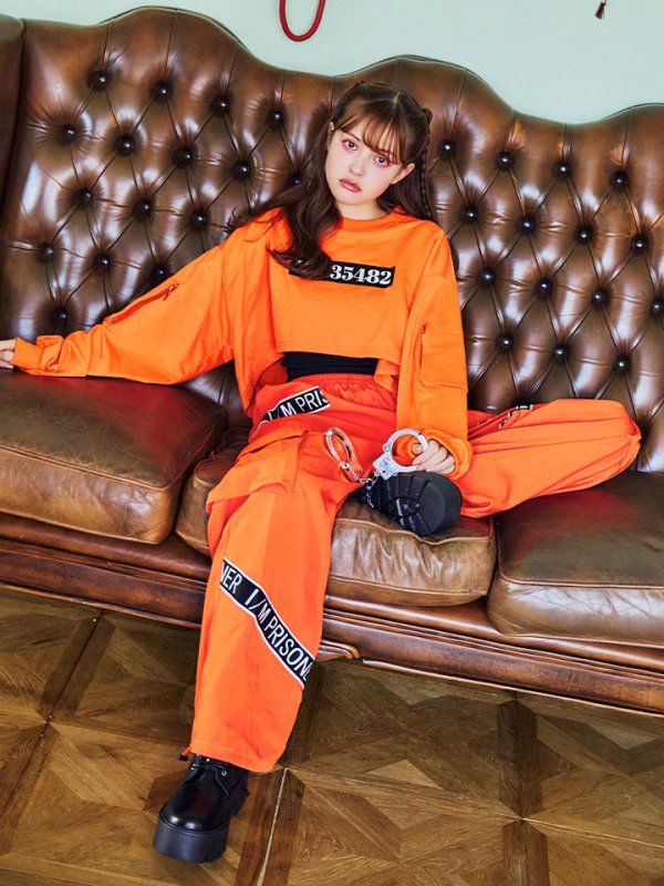 画像6: 【SALE!!】【即日発送！】【ハロウィン】オレンジ囚人長袖Tシャツセット 【コスプレ3点セット】【S-XLサイズ/1カラー】[HC03]