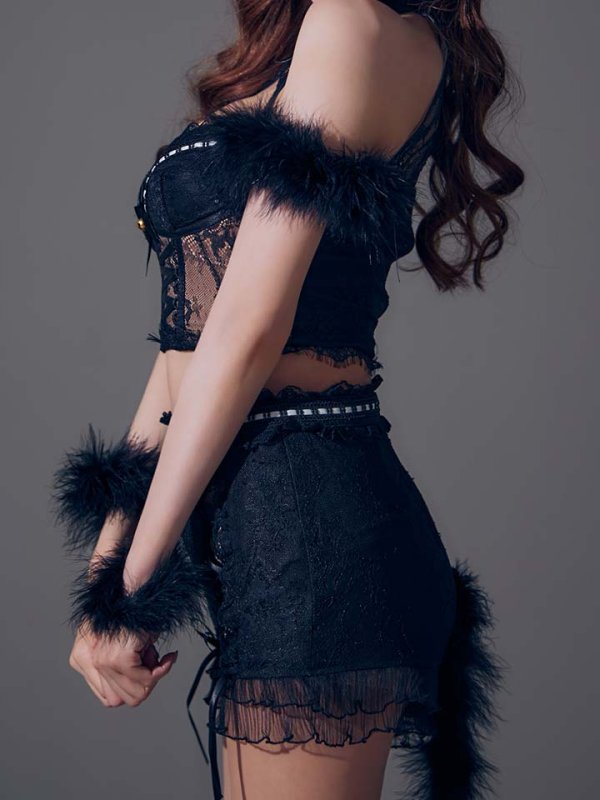 画像18: 【ハロウィン】ファー黒猫セットアップ【コスプレ5点セット】【XS-Mサイズ/1カラー】[HC03]