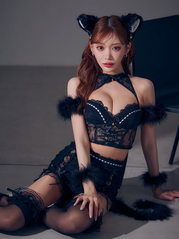 画像3: 【ハロウィン】ファー黒猫セットアップ【コスプレ5点セット】【XS-Mサイズ/1カラー】[HC03]