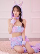 【予約 / 9月下旬発送予定】【送料無料！】【ハロウィン】パステルもこもこバニー【コスプレ7点セット】【フリーサイズ/6カラー】[OF03]