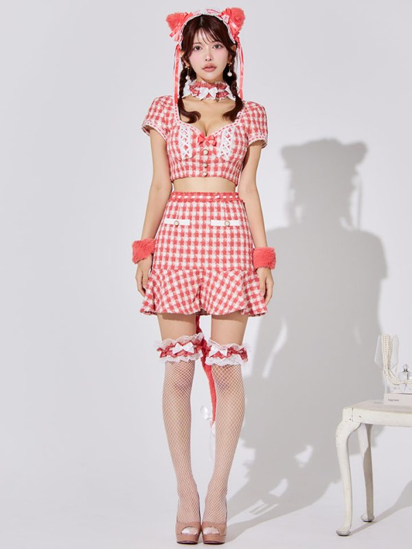 画像7: 【SALE!!】【即日発送】【ハロウィン】ツイードキャットセットアップ 【コスプレ6点セット】 【XS-Mサイズ/4カラー】[HC03]