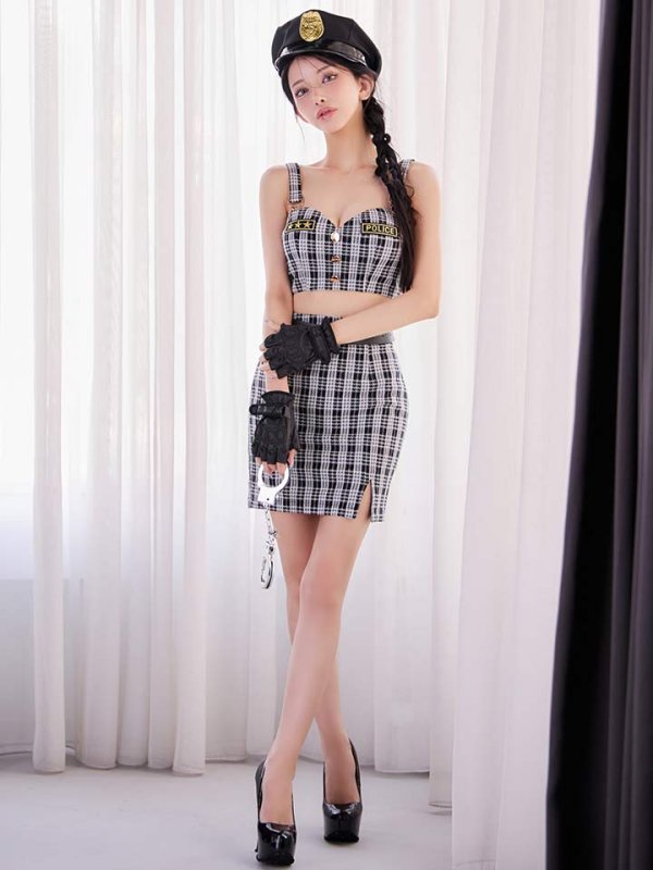 画像4: 【SALE!!】【即日発送】【ハロウィン】ツイードポリスセットアップ 【コスプレ5点セット】【XS-Mサイズ】(HC0306-SV)[HC03-Bg]