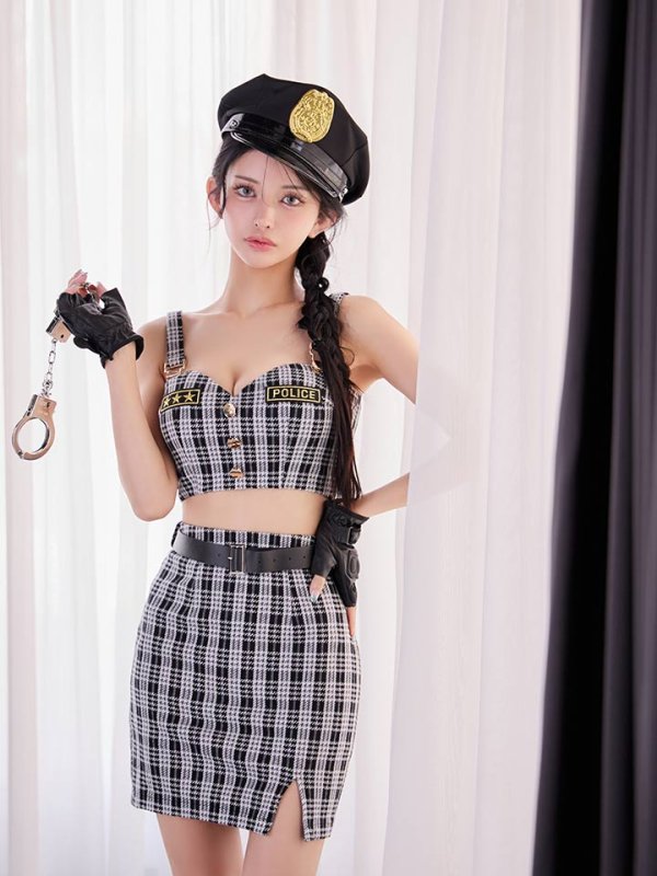 画像8: 【SALE!!】【即日発送】【ハロウィン】ツイードポリスセットアップ 【コスプレ5点セット】【XS-Mサイズ】(HC0306-SV)[HC03-Bg]