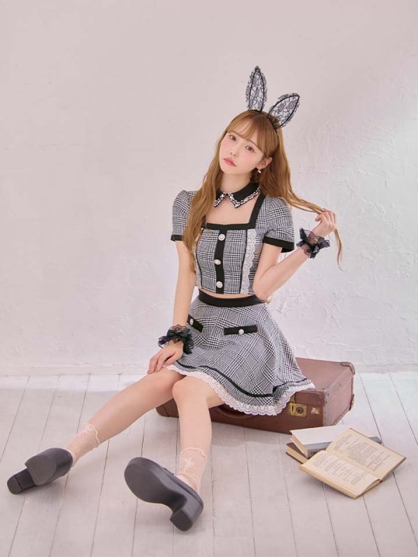 画像7: 【SALE!!】【即日発送】【ハロウィン】グレンチェックセットアップバニー 【コスプレ6点セット】【XS-Mサイズ/1カラー】[HC03]