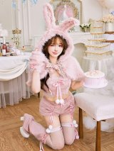 【即日発送】【ハロウィンコスプレ7点セット】ふわふわメレンゲリボンバニー【Malymoon/マリームーン】【フリーサイズ/1カラー】