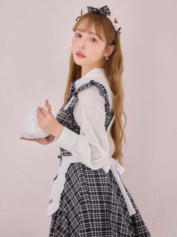 画像11: 【SALE!!】【即日発送！】【ハロウィン】ブラックチェックメイドワンピース 【コスプレ5点セット】[HC03]