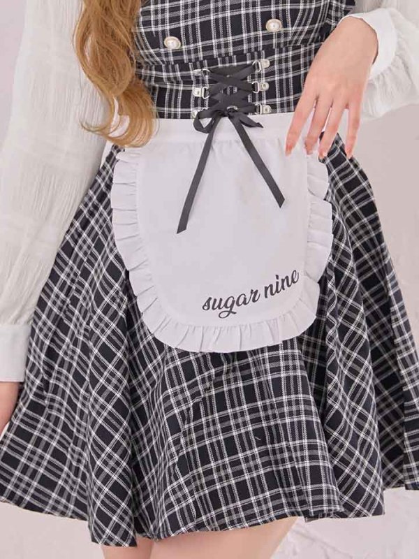 画像15: 【SALE!!】【即日発送！】【ハロウィン】ブラックチェックメイドワンピース 【コスプレ5点セット】[HC03]