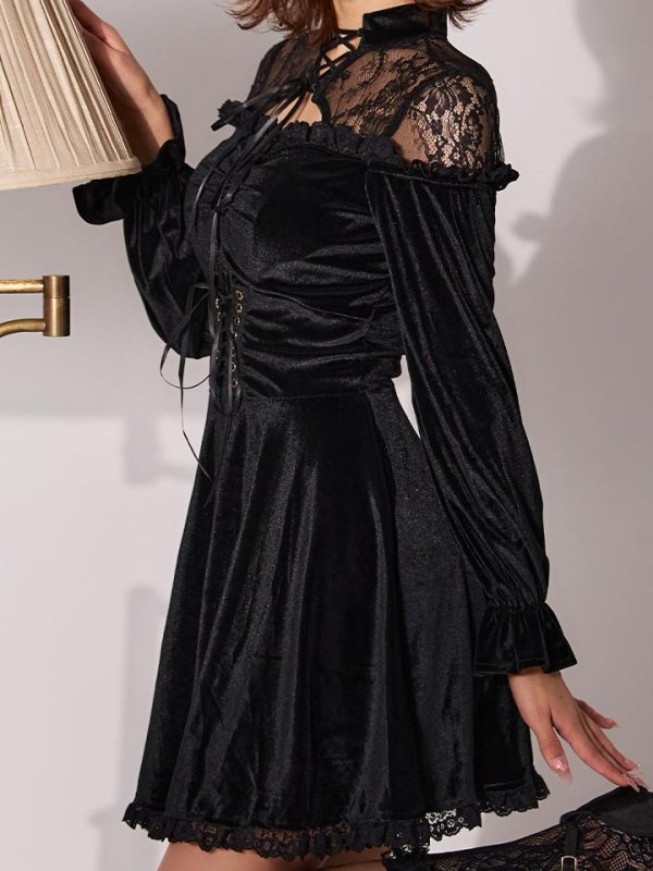 画像15: 【SALE!!】【即日発送！】【ハロウィン】ブラックキャットベロアワンピース 【コスプレ3点セット】[HC03]