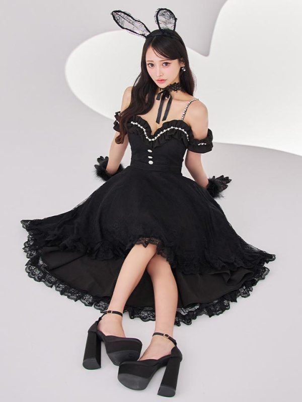 画像9: 【SALE!!】【即日発送！】【ハロウィン】 バニーショートインロングワンピース 【コスプレ5点セット】【XS-XLサイズ/2カラー】[HC03]