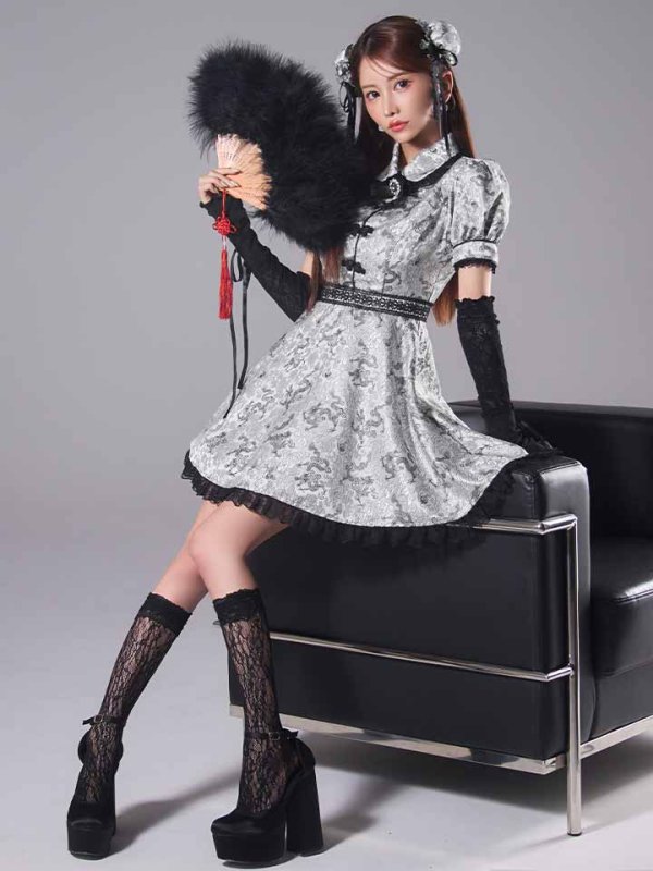 画像5: 【ハロウィン】アームウォーマー付きフレアスカートチャイナ 【コスプレ5点セット】 【S-XLサイズ/4カラー】[HC03]