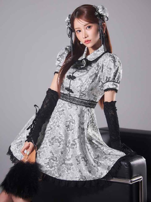 画像6: 【ハロウィン】アームウォーマー付きフレアスカートチャイナ 【コスプレ5点セット】 【S-XLサイズ/4カラー】[HC03]