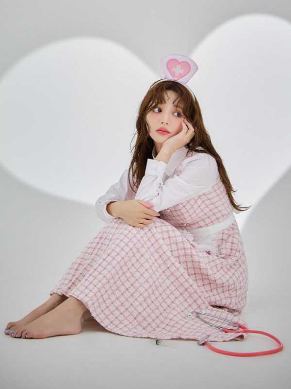 画像11: 【SALE!!】【即日発送！】【ハロウィン】ナースツイードロングフレア 【コスプレ3点セット】 【S-XLサイズ/1カラー】[HC03]