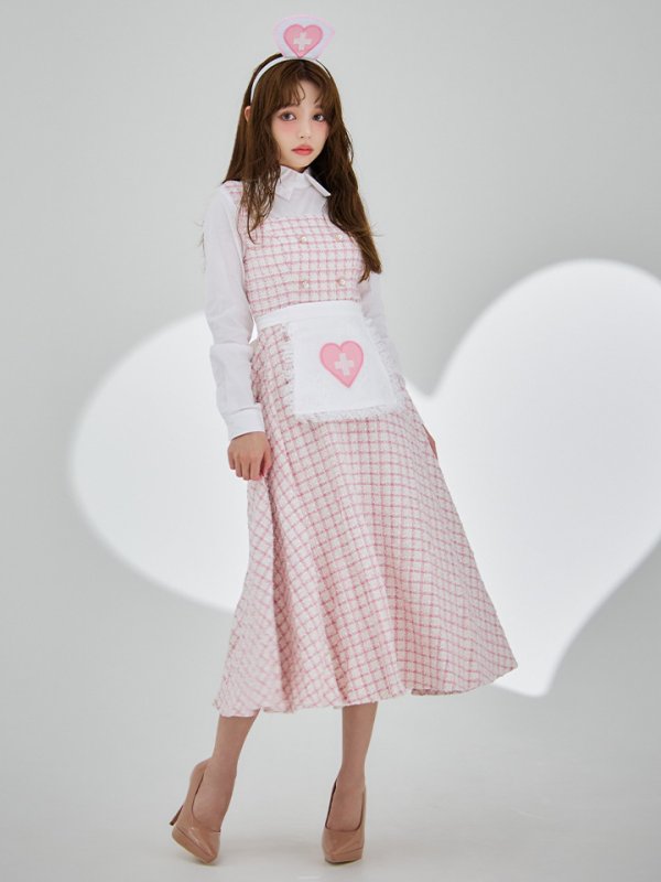 画像12: 【SALE!!】【即日発送！】【ハロウィン】ナースツイードロングフレア 【コスプレ3点セット】 【S-XLサイズ/1カラー】[HC03]