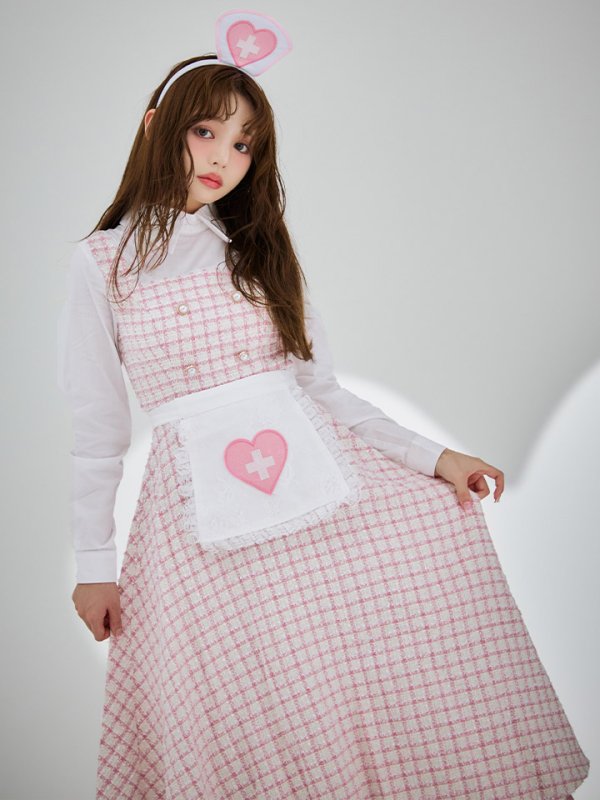 画像16: 【SALE!!】【即日発送！】【ハロウィン】ナースツイードロングフレア 【コスプレ3点セット】 【S-XLサイズ/1カラー】[HC03]