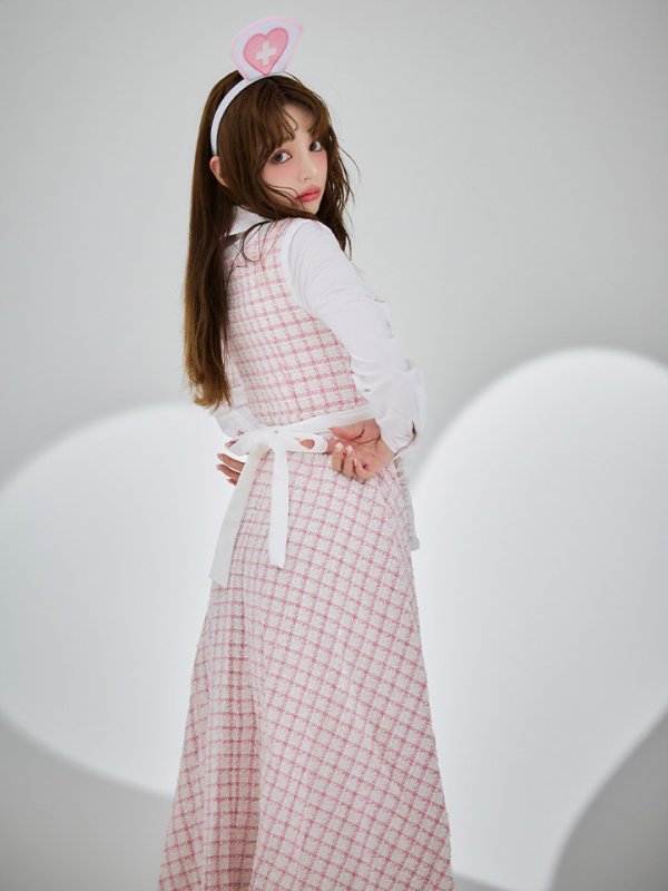 画像17: 【SALE!!】【即日発送！】【ハロウィン】ナースツイードロングフレア 【コスプレ3点セット】 【S-XLサイズ/1カラー】[HC03]