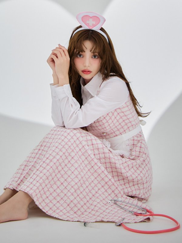 画像3: 【SALE!!】【即日発送！】【ハロウィン】ナースツイードロングフレア 【コスプレ3点セット】 【S-XLサイズ/1カラー】[HC03]