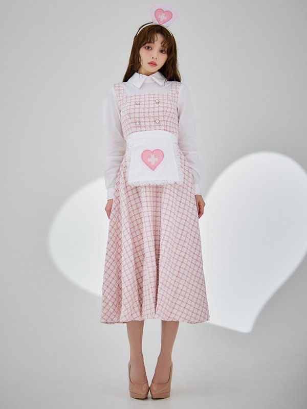 画像4: 【SALE!!】【即日発送！】【ハロウィン】ナースツイードロングフレア 【コスプレ3点セット】 【S-XLサイズ/1カラー】[HC03]