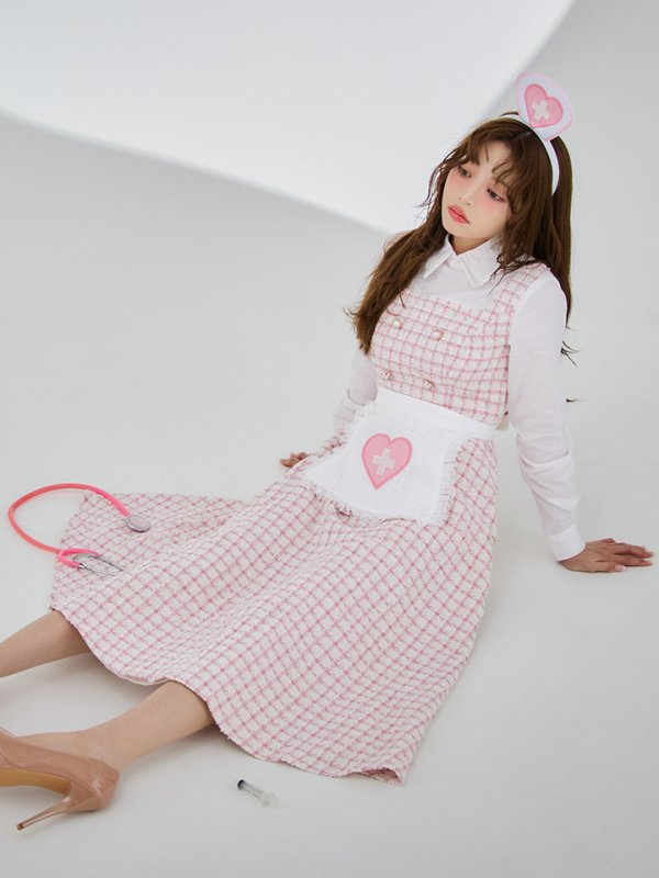 画像6: 【SALE!!】【即日発送！】【ハロウィン】ナースツイードロングフレア 【コスプレ3点セット】 【S-XLサイズ/1カラー】[HC03]