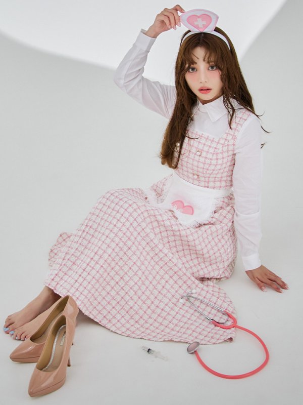 画像8: 【SALE!!】【即日発送！】【ハロウィン】ナースツイードロングフレア 【コスプレ3点セット】 【S-XLサイズ/1カラー】[HC03]