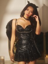 【送料無料！】【ハロウィン】デビルビジューレザープリーツセットアップ【コスプレ6点セット】【XS-XLサイズ/1カラー】[HC03]ゆいぴす着用