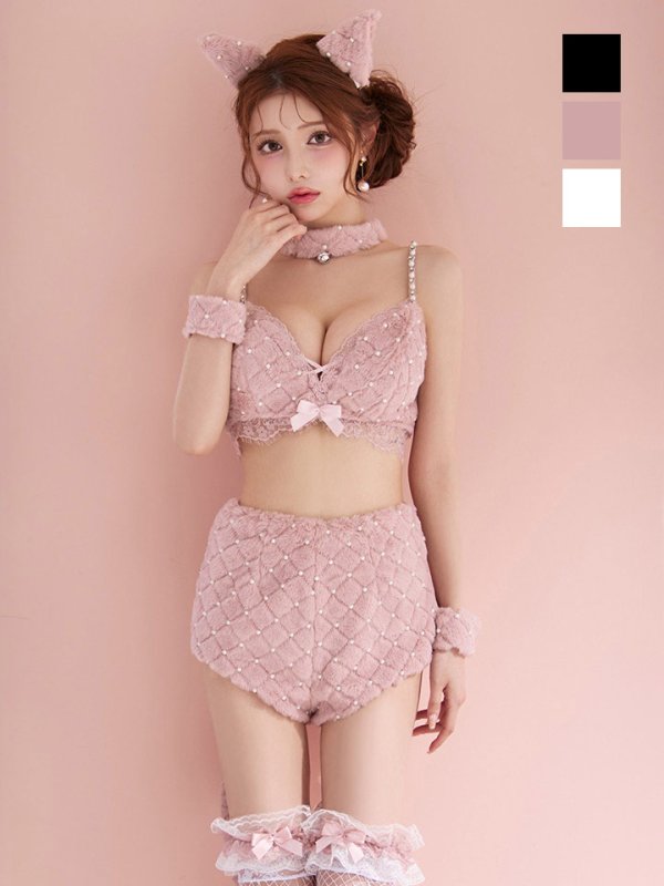 画像8: 【即日発送】【ハロウィン】ビジューファーキャットパンツセットアップ【コスプレ6点セット】【XS-Lサイズ/3カラー】[HC03]