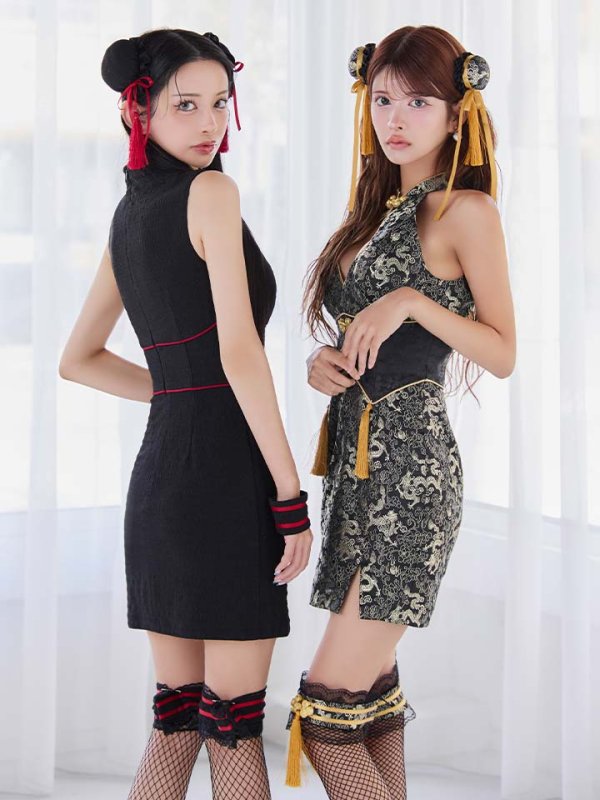 画像5: 【即日発送】【ハロウィン】 アメスリコルセットチャイナ 【コスプレ3点セット】【XS-XLサイズ/1カラー】/ シャーリングドラゴン刺繍タイトチャイナ 【コスプレ4点セット】 【XS-Lサイズ/1カラー】 (SE01YN)[HC03]