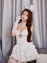 【予約 / 9月下旬発送予定】【送料無料！】【ハロウィン】バニーレースビスチェセットアップ【コスプレ6点セット】【XS-Mサイズ/2カラー】[OF04]