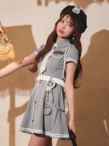 【即日発送】【ハロウィン】ポリスフレアミニワンピース【コスプレ4点セット】【S-XLサイズ/1カラー】[HC03]るりぴ着用