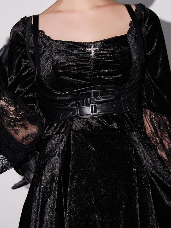 画像11: 【即日発送】【ハロウィン】ハーネスデビルベロアワンピース【コスプレ5点セット】【XS-XLサイズ/1カラー】[HC03]