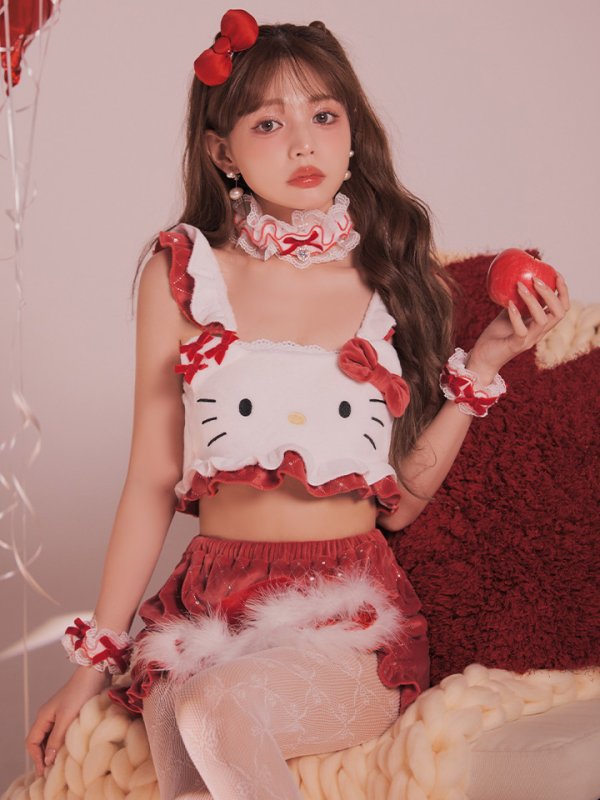 画像7: 【即日発送】【サンリオ】ハローキティキルティングセットアップルームウェア【S-L/1カラー】[OF03]