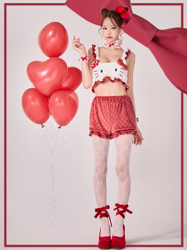 画像4: 【即日発送】【サンリオ】ハローキティキルティングセットアップルームウェア【S-L/1カラー】[OF03]