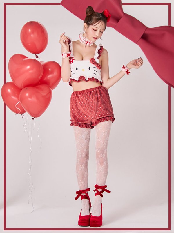 画像8: 【即日発送】【サンリオ】ハローキティキルティングセットアップルームウェア【S-L/1カラー】[OF03]