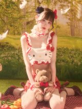 【即日発送】【サンリオ】ハローキティキルティングセットアップルームウェア【S-L/1カラー】[HC02]ゆりにゃ着用