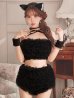 画像1: 【送料無料！】【ハロウィン】ふわふわフリルキャットコスプレ【コスプレ5点SET】【XS-Mサイズ】【予約/10月上旬発送予定】[OF03]三上悠亜着用 (1)