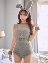【即日発送】【ハロウィン】ふわもこリボンバニーコスプレ【コスプレ6点SET】【XS-Mサイズ】[OF04]三上悠亜着用