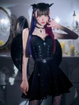 【送料無料！】【ハロウィン】レースアップデビルガールフレアスカートコスプレ【コスプレ7点SET】【XS-Lサイズ】[OF03]ゆりにゃ着用
