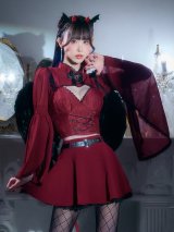 【送料無料！】【ハロウィン】ケープロングスリーブリボンデビルコスプレ【コスプレ4点SET】【S-Lサイズ】[OF03]ゆりにゃ着用
