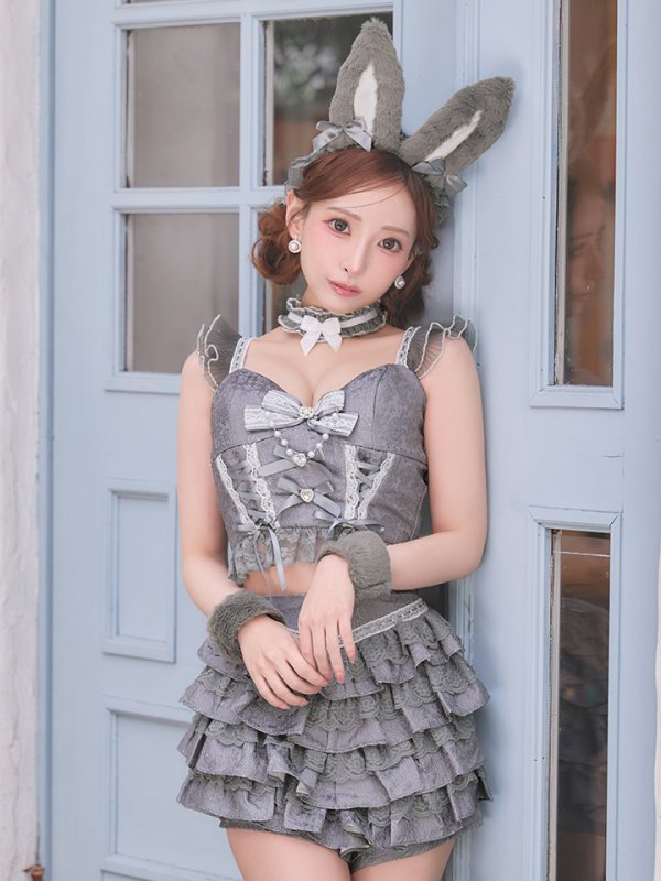 画像14: 【送料無料！】【ハロウィン】ティアードフリルバニーガールセットアップコスプレ【コスプレ7点SET】【XS-Mサイズ】【予約/10月上旬発送予定】[OF03]るい着用
