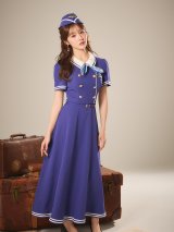 【ハロウィン】CAロングフレア【コスプレ4点SET】【S-XLサイズ】[OF03]加藤美南着用