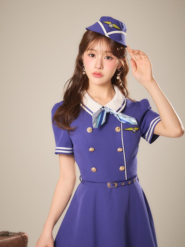 画像7: 【ハロウィン】CAロングフレア【コスプレ4点SET】【S-XLサイズ】[OF03]加藤美南着用
