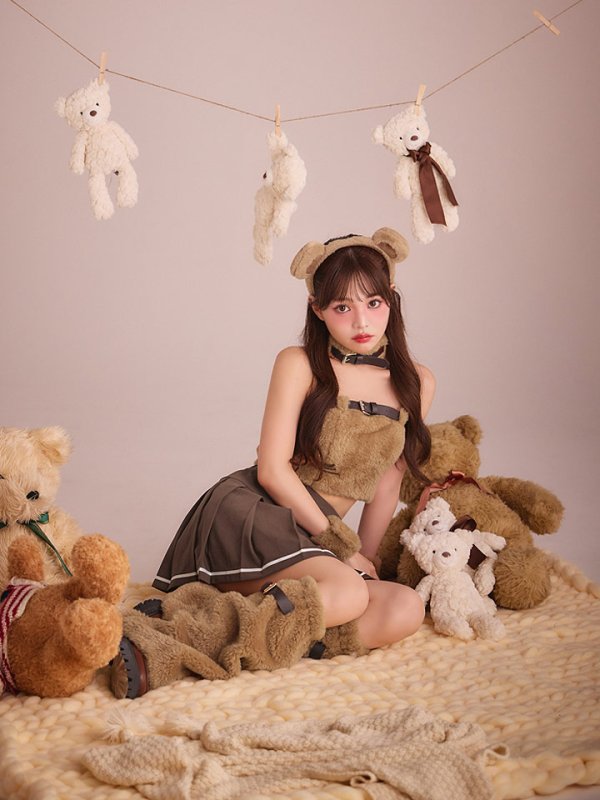 画像7: 【送料無料！】【ハロウィン】もこもこベアプリーツセットアップ【コスプレ6点SET】【XS-Mサイズ】【予約/9月下旬発送予定】[OF03]吉木千沙都（ちぃぽぽ）着用