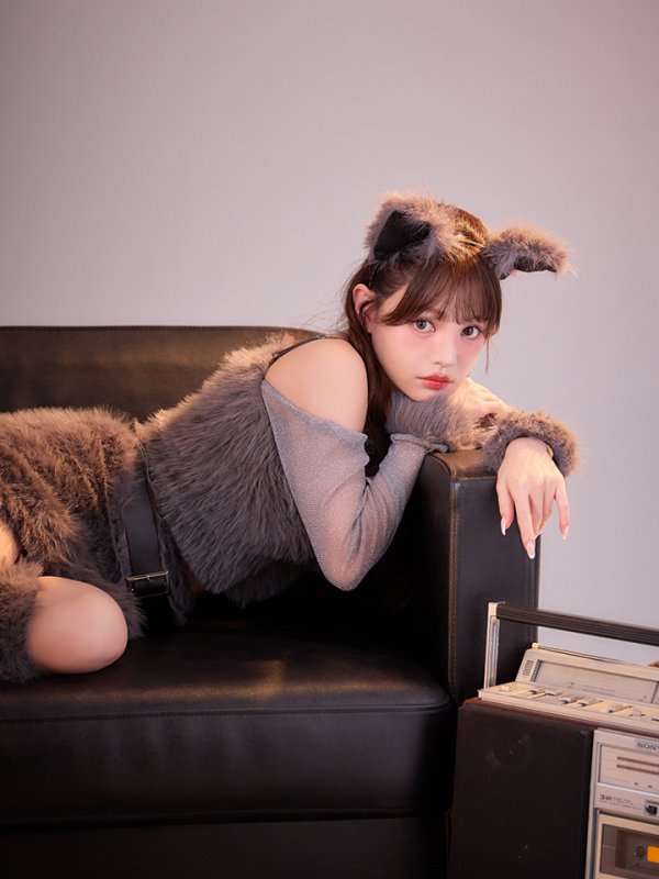 画像2: 【送料無料！】【ハロウィン】ラメスリーブウルフセットアップ【コスプレ5点SET】【XS-Mサイズ】【予約/9月下旬発送予定】[OF03]吉木千沙都（ちぃぽぽ）着用