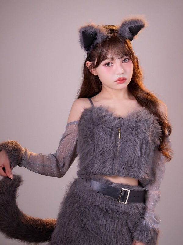 画像4: 【送料無料！】【ハロウィン】ラメスリーブウルフセットアップ【コスプレ5点SET】【XS-Mサイズ】【予約/9月下旬発送予定】[OF03]吉木千沙都（ちぃぽぽ）着用