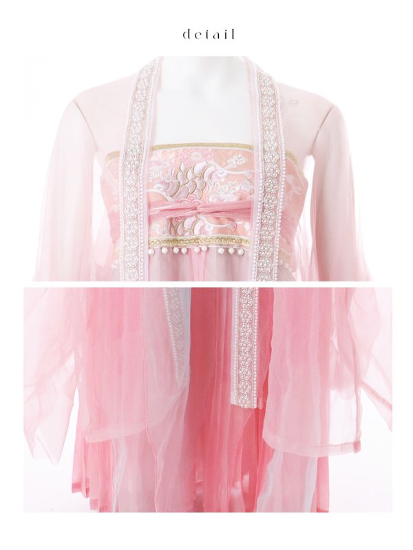 画像26: 【送料無料！】【ハロウィン】ピンク花刺繍ロングシフォン漢服セット【コスプレ4点SET】【Fサイズ】【予約/8月下旬発送予定】[OF03]吉木千沙都（ちぃぽぽ）着用