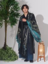 【ハロウィン】黒緑グラデーション漢服【コスプレ3点SET】【L-XLサイズ】[OF03]今井暖大着用